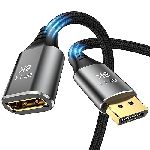 DGHUMEN 8K DisplayPort Extension Cable 3Feet, DisplayPort 1.4 Male to Female Extension Cable, Braided DP to DP Extended Cord, Supports