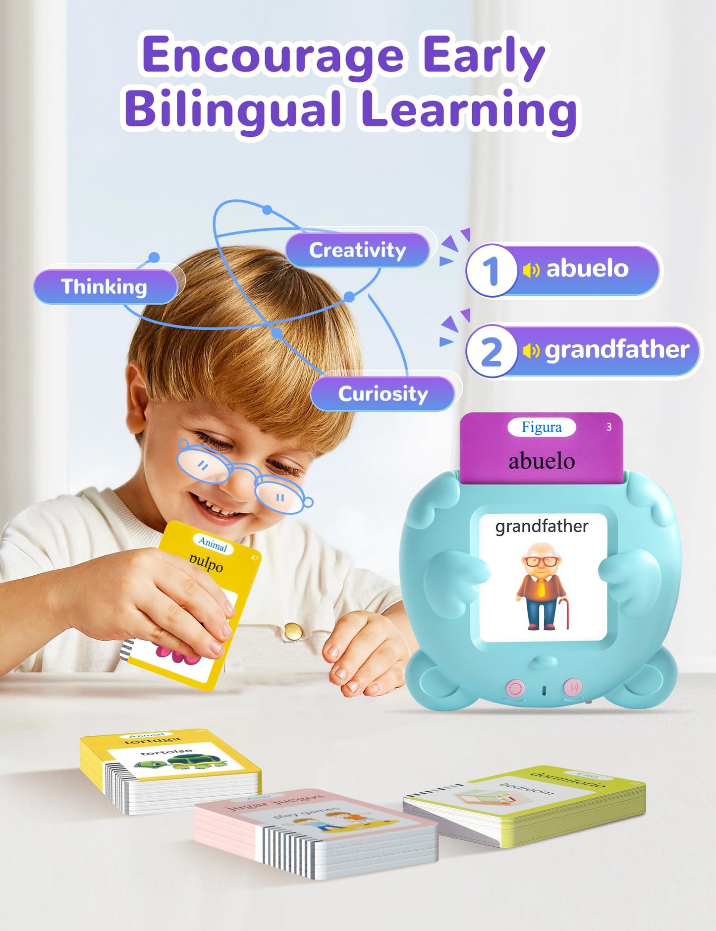 Spanish & English Talking Flash Cards – 510 Bilingual Sight Words for Toddlers, Autism Speech Therapy & Educational Vocabulary Toy