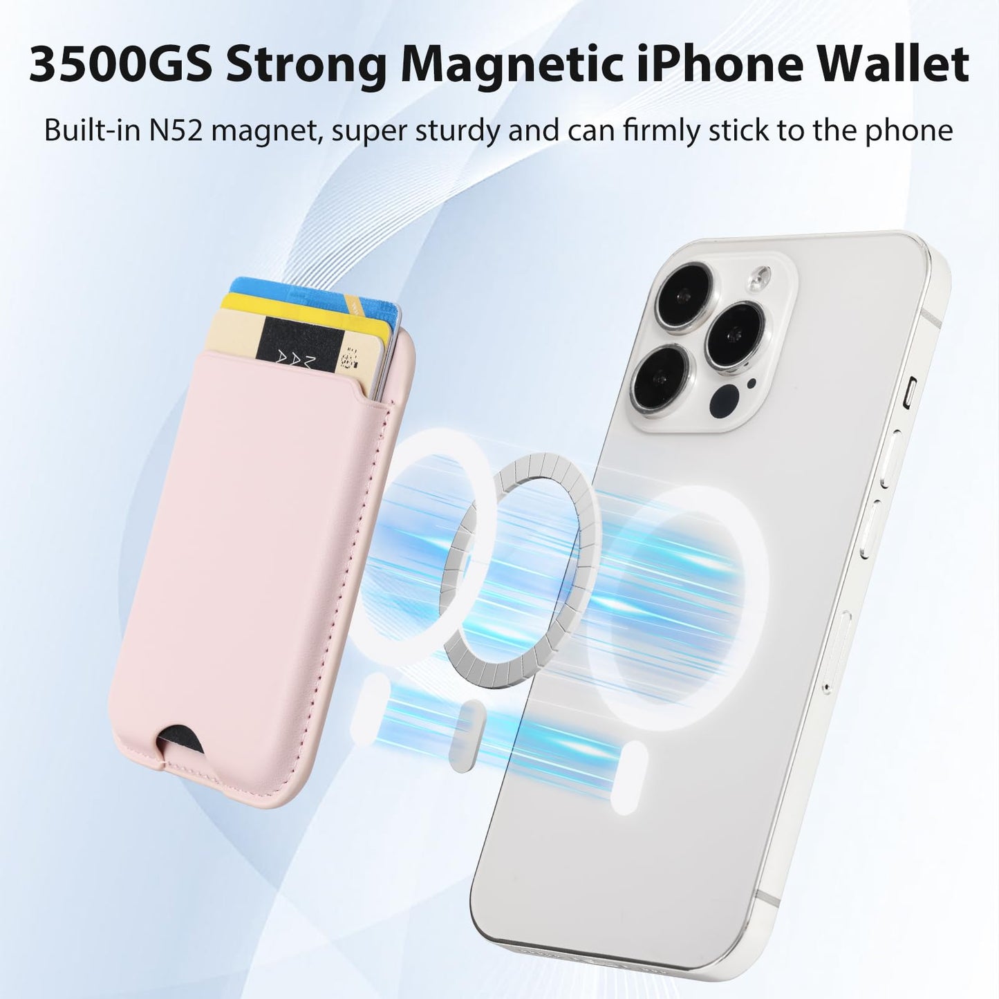 Zemexy Magnetic Wallet Compatible with Apple Magsafe,2Pack Mag Safe Card Holder for iPhone 15/14/13/12 Pro/Max/Plus/Case,Vegan Leather RFID Phone