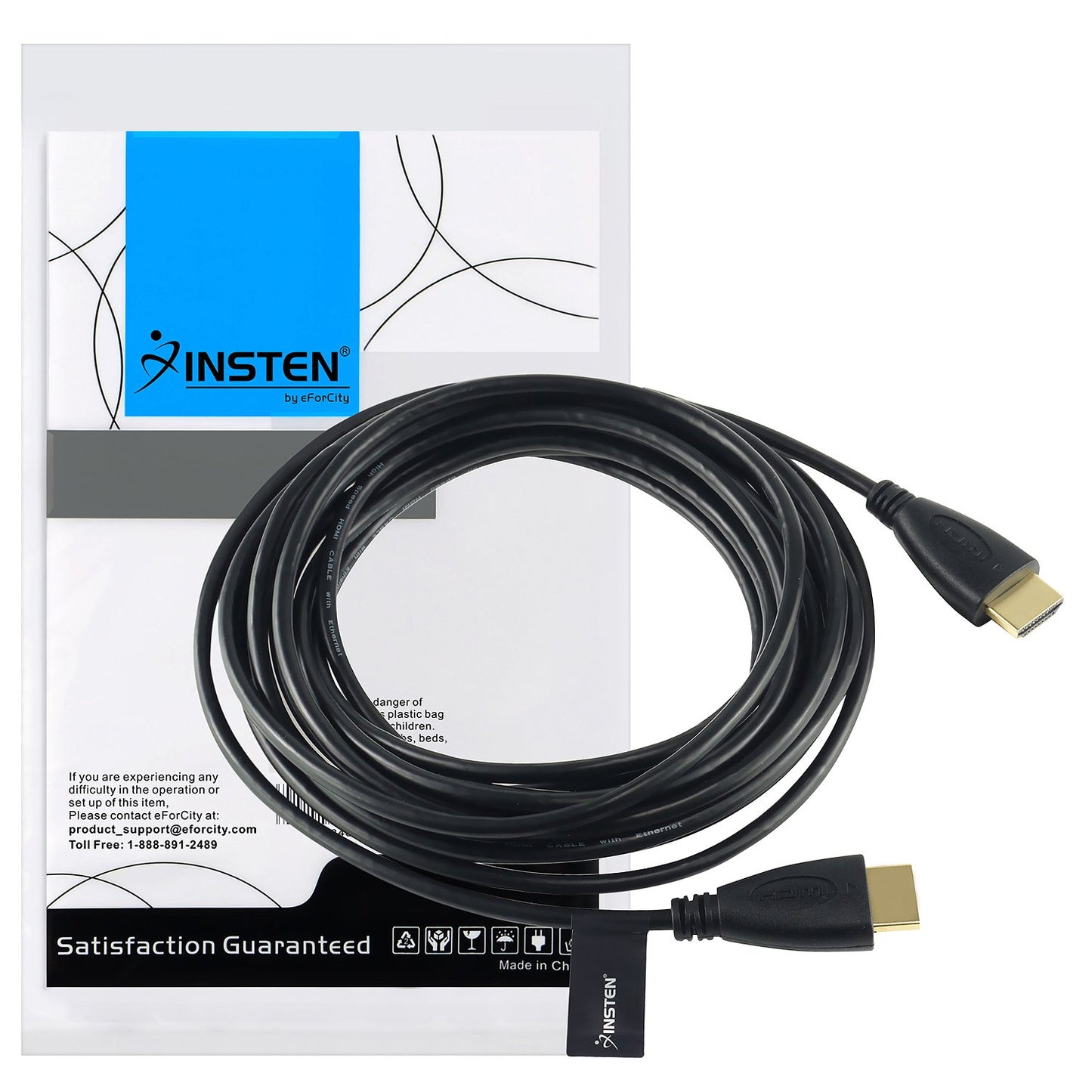 Insten 280901 15-Feet/4.6 M Ultra High Speed HDMI Cable 10.2Gbps M/M, Version 1.3, 1080p, Black