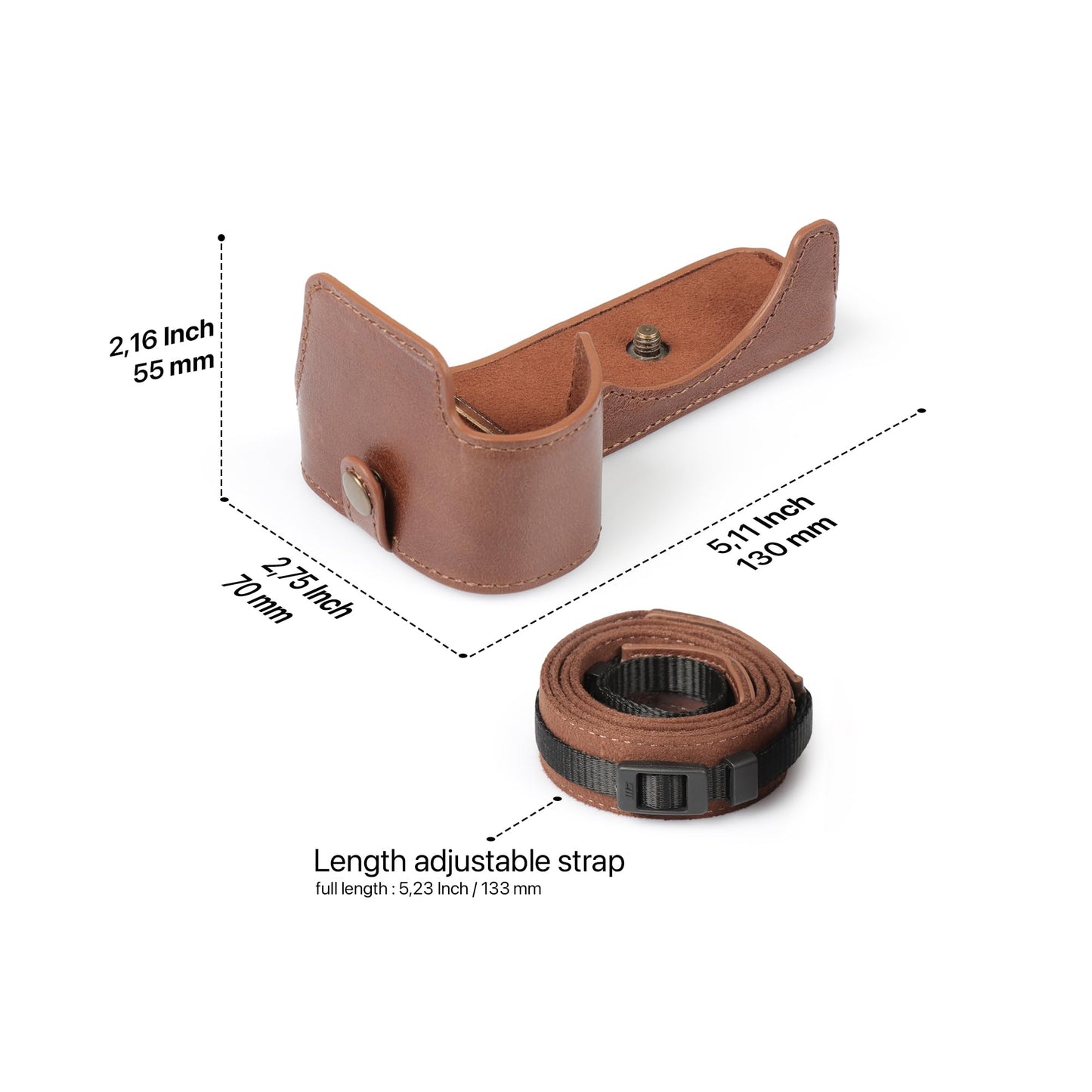 Mega Gear Genuine Leather Half Camera Case for Sony Alpha a6700 - Stylish and Protective (Brown)