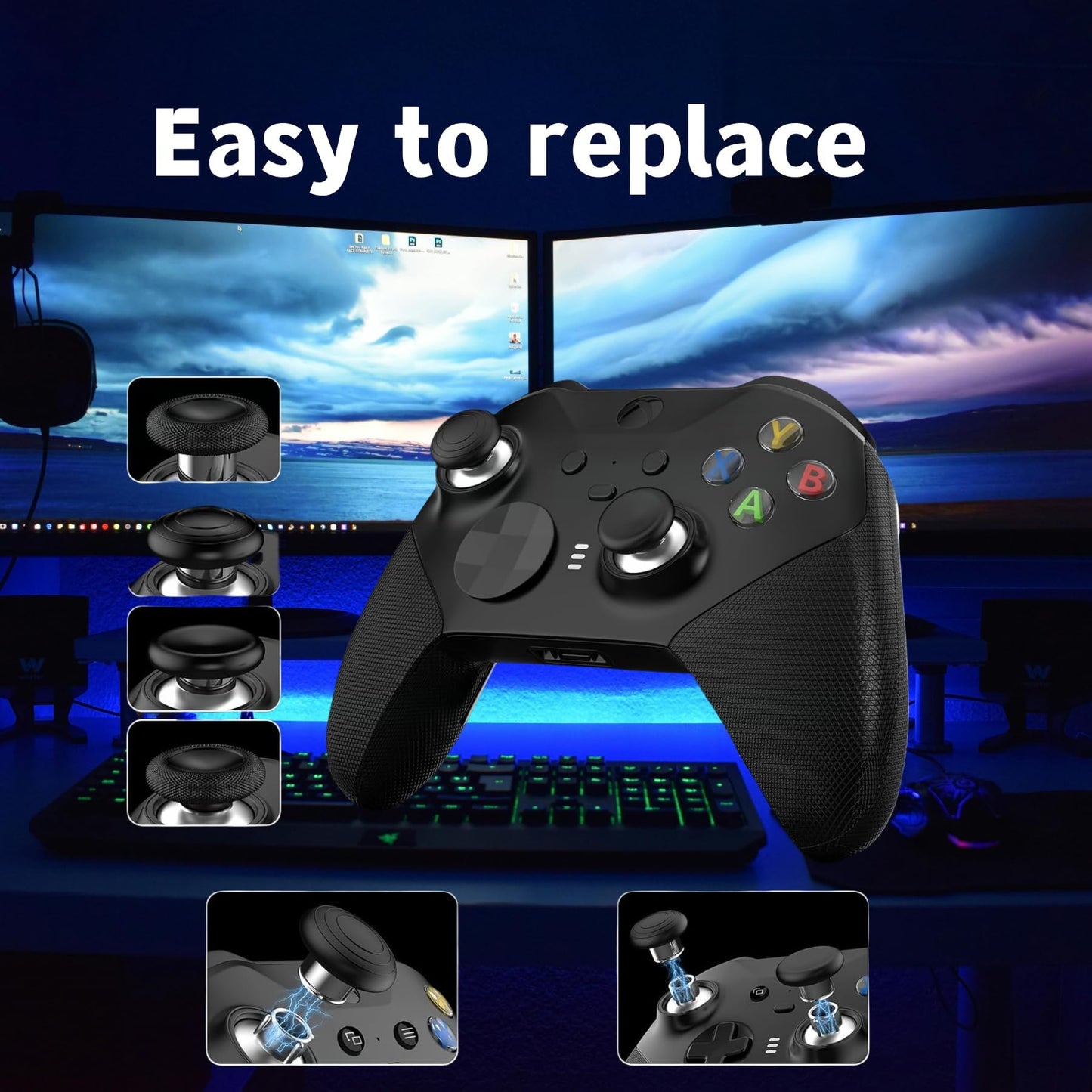 17 in 1 Accessories Kit for Xbox Elite Series 2 Controller, Full Set of Thumbsticks Replacements for Xbox Elite 2 Core with 6 Swap Joysticks, 4