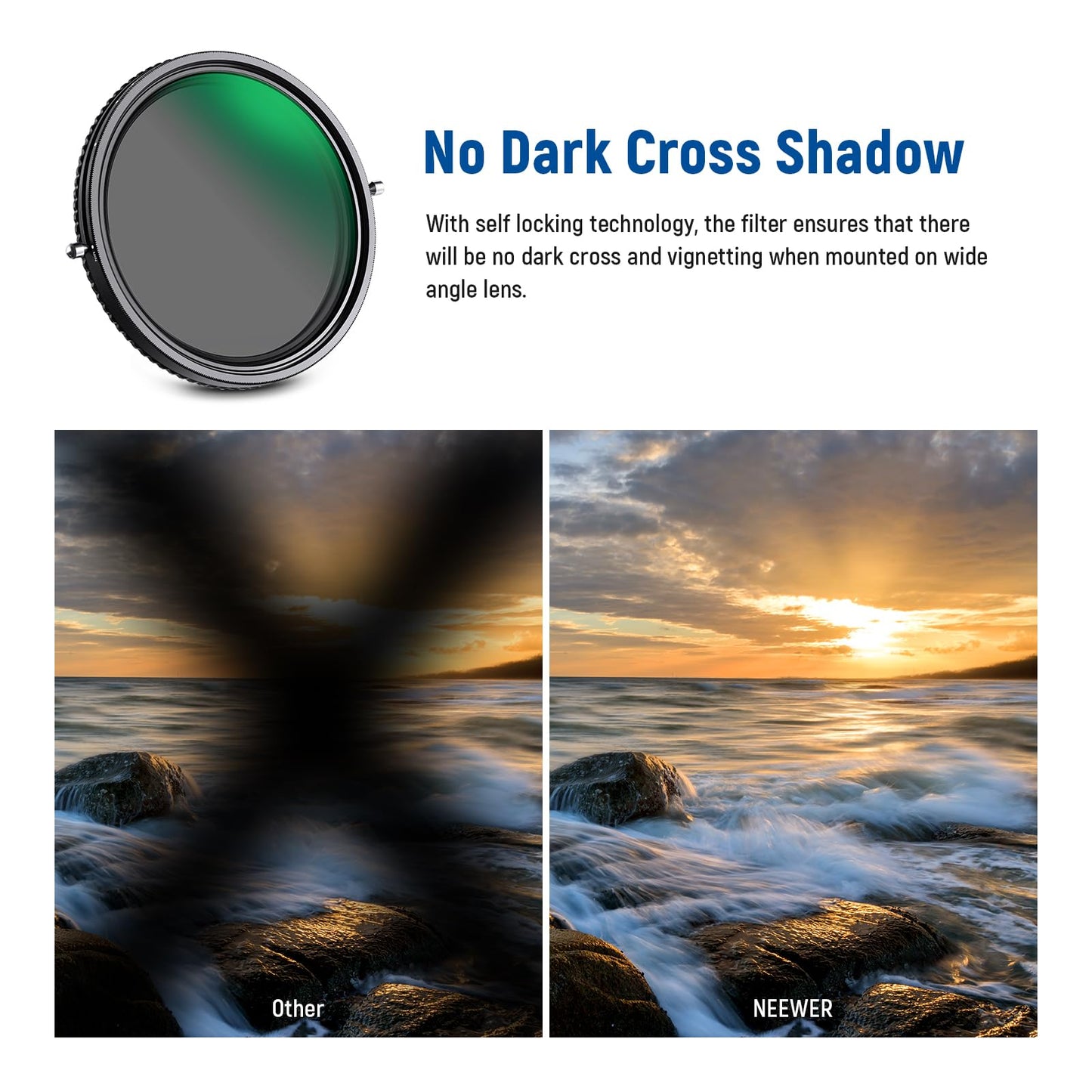 NEEWER 2 in 1 82mm Variable ND Filter ND2-ND32&CPL Filter(Circular Polarizer Filter) No X Cross/30 Layer Nano Coated/HD Optical Glass/Ultra Slim