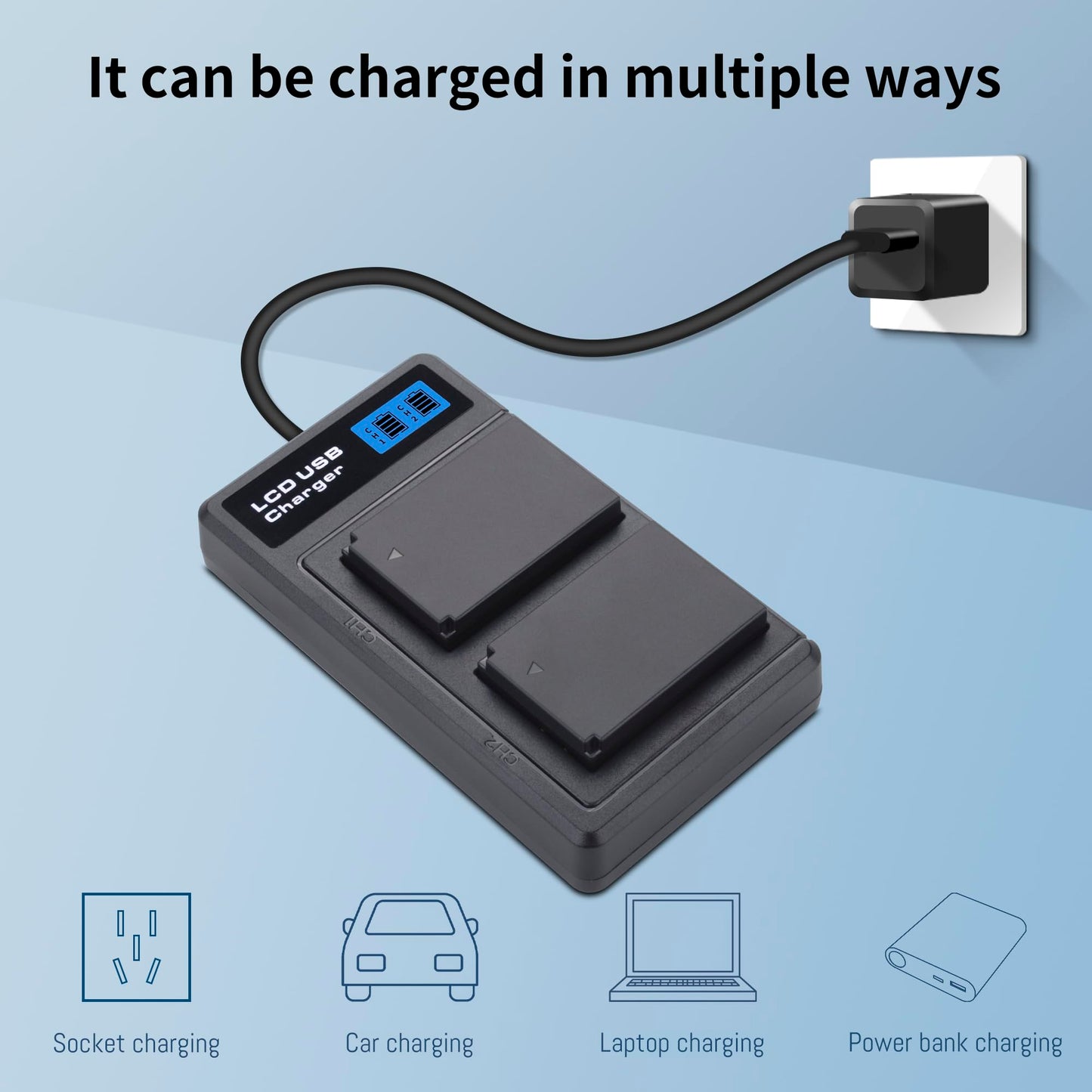 2-Pack LP-E12 Battery and USB Dual Battery Charger Compatible with Canon EOS-M, EOS M2, EOS M10, EOS M50, EOS M50 Mark II, EOS M100, EOS M200, SX70