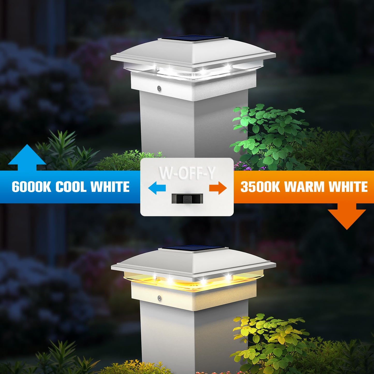 VOLISUN Solar Post Cap Light Outdoor Waterproof 12pack,Solar Fence - Post Lights for 4x4 5x5 6x6 Wooden/Vinyl Post,White Deck Cap Light Solar Powered