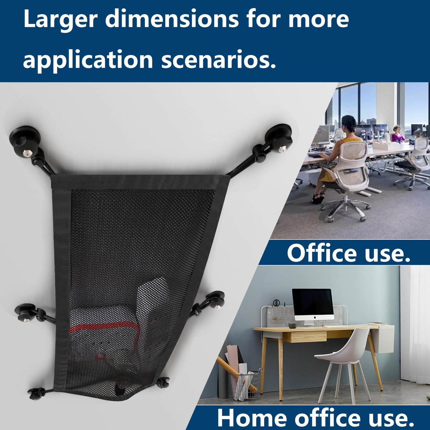 WurdeWindig Cable Management Net, Black Cable Manager Kit,Flexible Under Desk Mesh, Extra Large Capacity Cable Organization,Hide Cables for Desktop