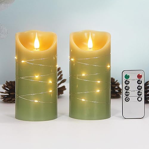 CFDECOR Flameless Candle with Timer,Battery Operated Flickering Led Candles with Remote,Realistic 3D Moving Flame Pillar Candles,Scalloped Edge,Real