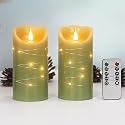 CFDECOR Flameless Candle with Timer,Battery Operated Flickering Led Candles with Remote,Realistic 3D Moving Flame Pillar Candles,Scalloped Edge,Real