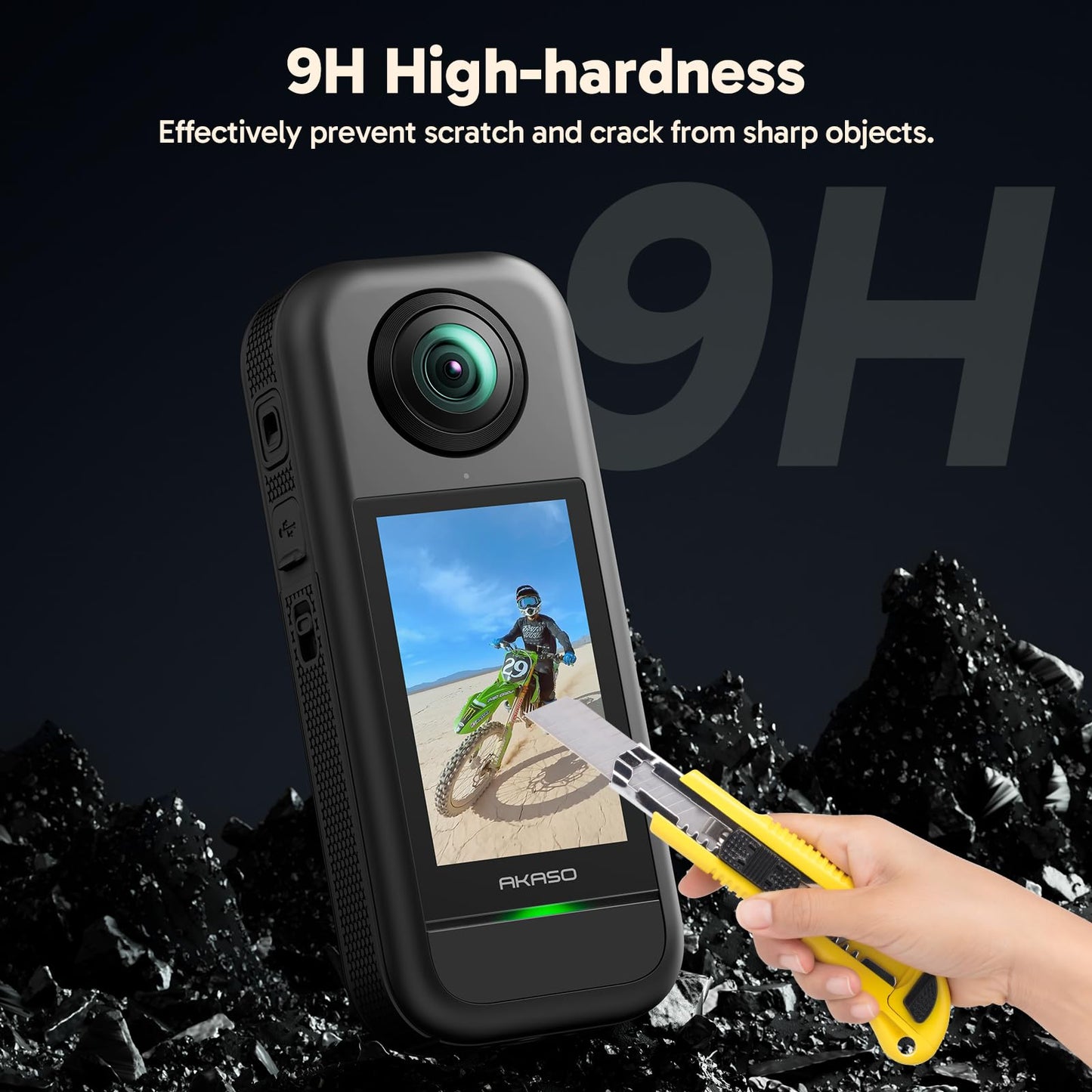 AKASO Screen Protector 360 Camera (2 Pack), Tempered Glass LCD Display Film Screen Protective Cover, Ultra HD, 9H Hardness, Scratch Resistant