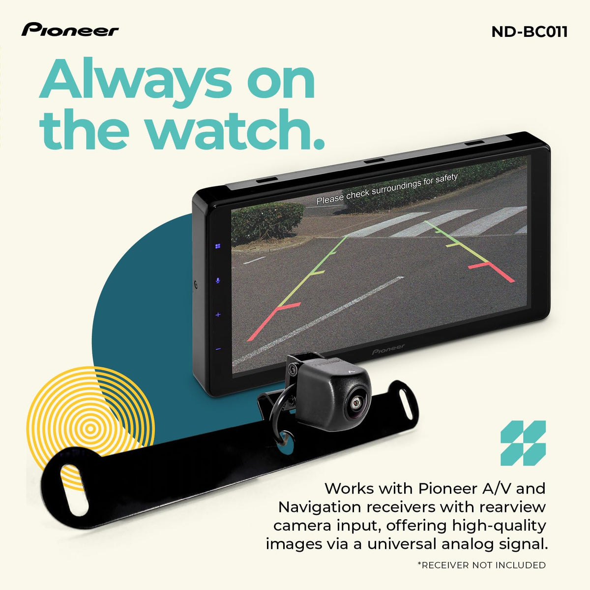 Pioneer ND-BC011 Rear View Backup Camera with Selectable Front View