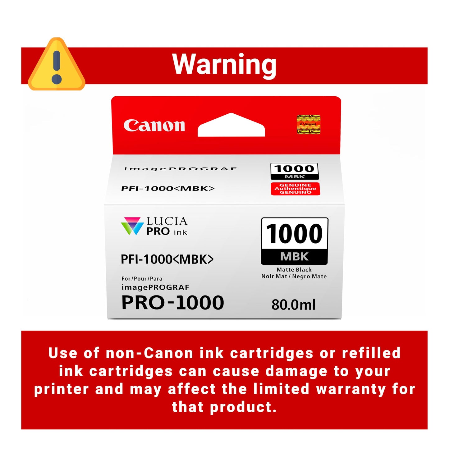 Canon PFI-1000 Genuine Matte Black Ink Tank, Compatible with ImagePROGRAF PRO-1000 Printers