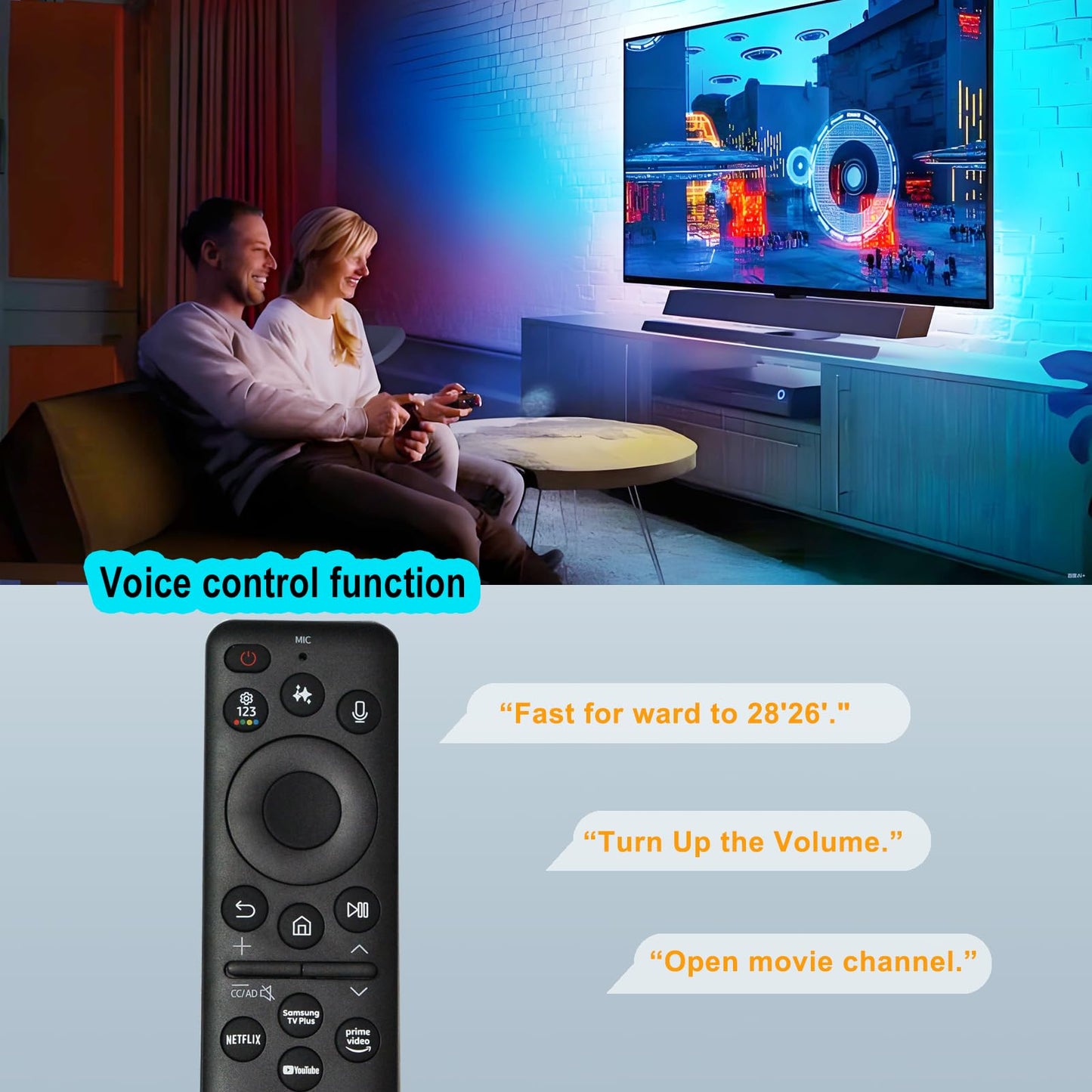 Replacement Remote for Samsung TV BN59-01480A, Solar Voice Remote Compatible with Samsung Smart TV 2021-2025 QLED 4K 8K Frame Series, with USB-C