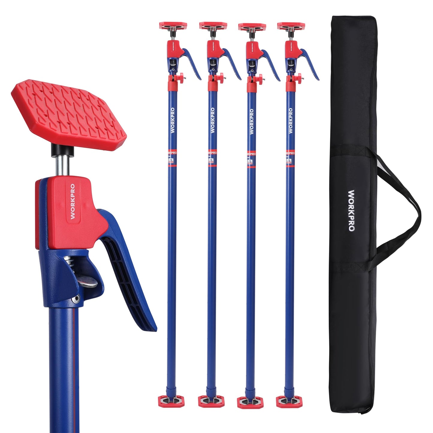 WORKPRO Cabinet Jack Support Pole, 54-114 Inches Steel Telescopic Quick Support Rod Adjustable 3rd Hand Support System with 154 lbs Capacity