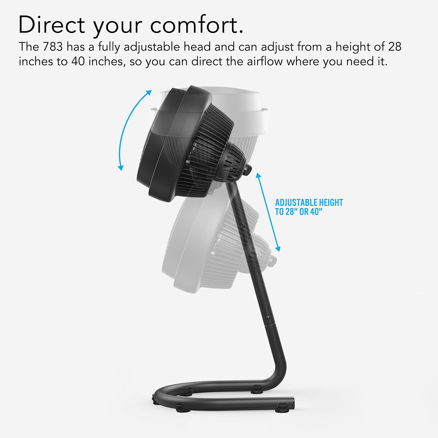 Vornado 783 Full-Size Whole Room Air Circulator Fan, Adjustable Height, 3 Speeds, Tilt Head, Removable Grill, Moves Air 100 Feet, Pedestal Fan