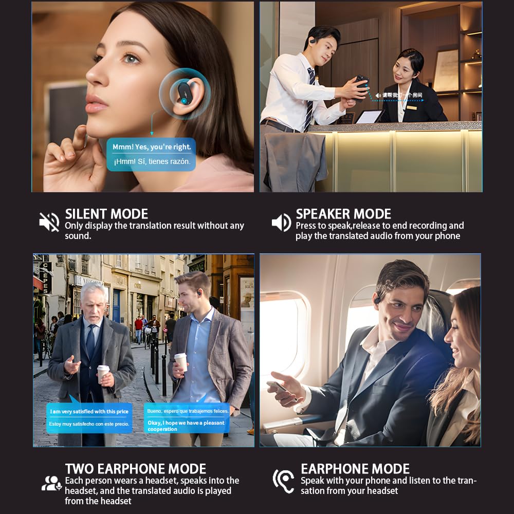 Ai Translation Earbuds Real Time,144 Language Translator Earbuds with APP,Audifonos Traductores Inglés Español,OWS Translating Earbuds Headphones