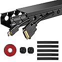 ENONCI Updated Cable Raceway Kit - 77 (5x15.4) Inch Open Slot Wire Covers for Cords, Under Desk Cable Management System to Hide Under