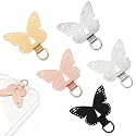 Koceci 5 PCS Matal Phone Tether Tab, Butterfly Cell Phone Tether Tab, 0.3MM Thin Stainless Steel Smartphone Tabs (5 Colors)