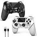 AceGamer 2 Pack for PS4 Controller, Wireless Controller for PS4/Pro/Slim/PC, with Non-Slip Grip of Both Sides and USB-C Cable! (Black and White)