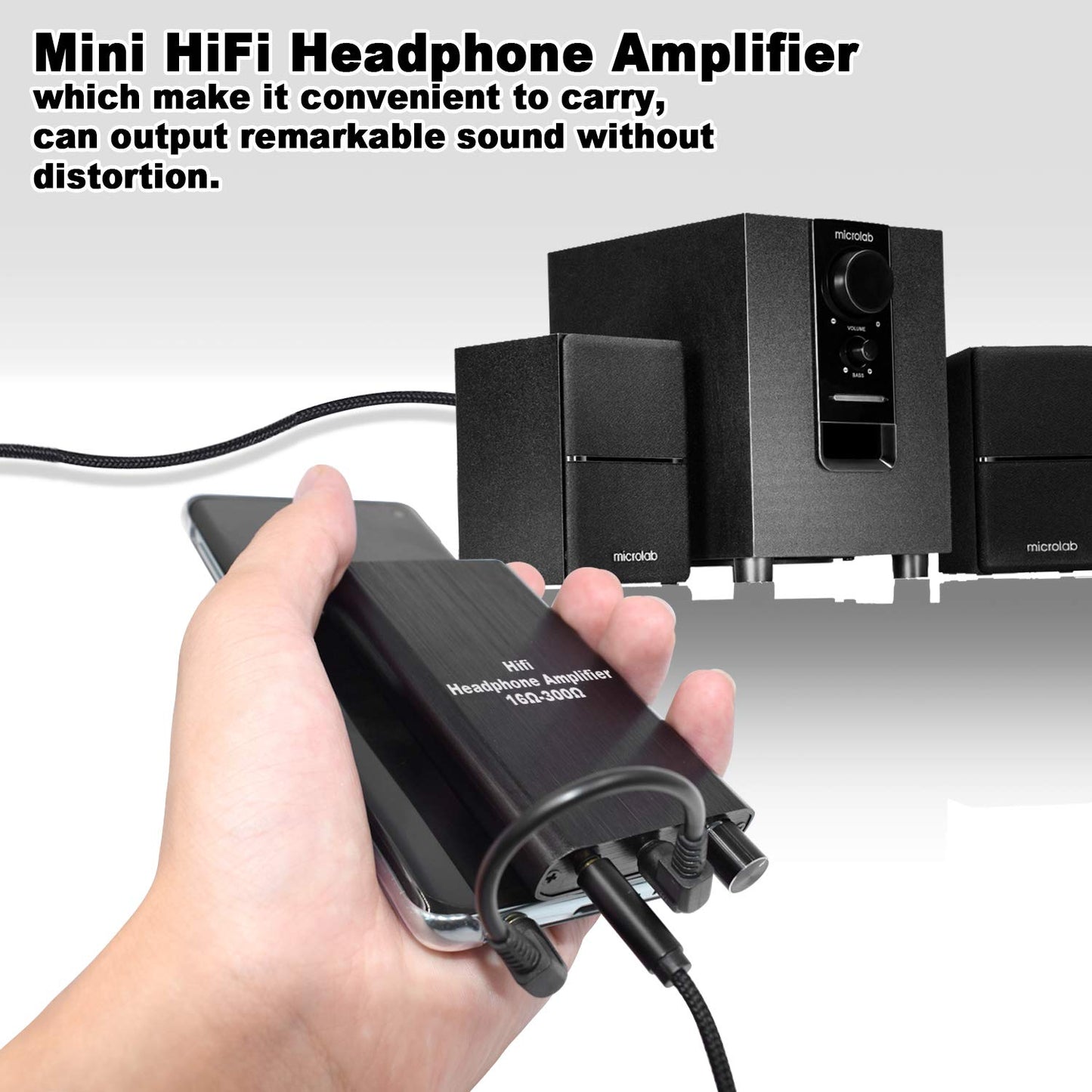 LVY Portable Headphone Amplifier 3.5mm Audio Rechargeable Two-Stage GAIN Switch HiFi Headphone Amplifier Compatible MP3/4, Phones, Computer