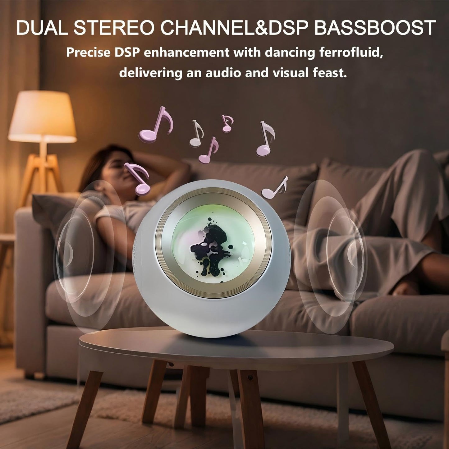 Zhmmmlgj Ferrofluid Speaker,Ferrofluid Audio Visualizer Bluetooth Speaker Enhanced Bass&Crisp Highs,Dual Stereo Channel, TWS paired,Vibrant Ambient