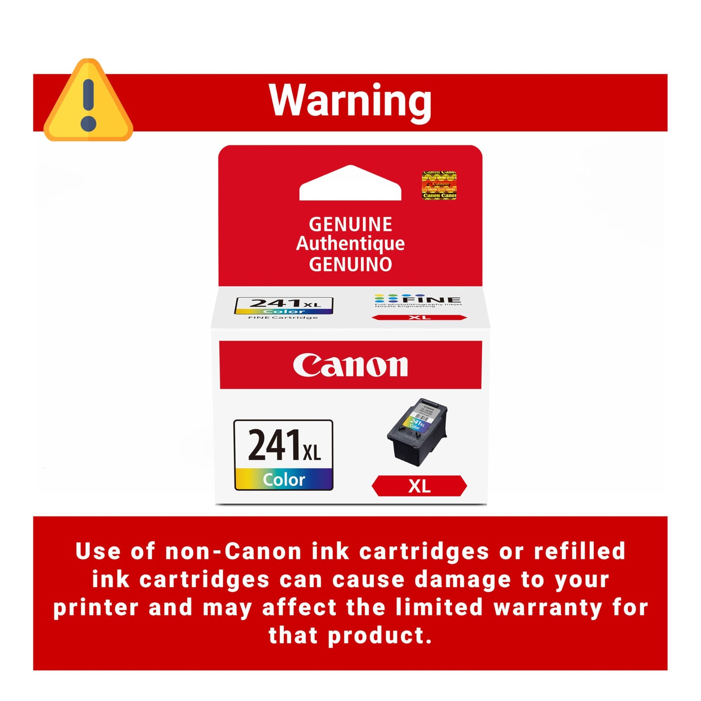 Canon CL-241 XL Genuine Color Ink Cartridge, Compatible with MG2120/3120/4120, MX512/432/472/372/392/522/532/452, MG2220/3220/4220/3520/3620, TS5120