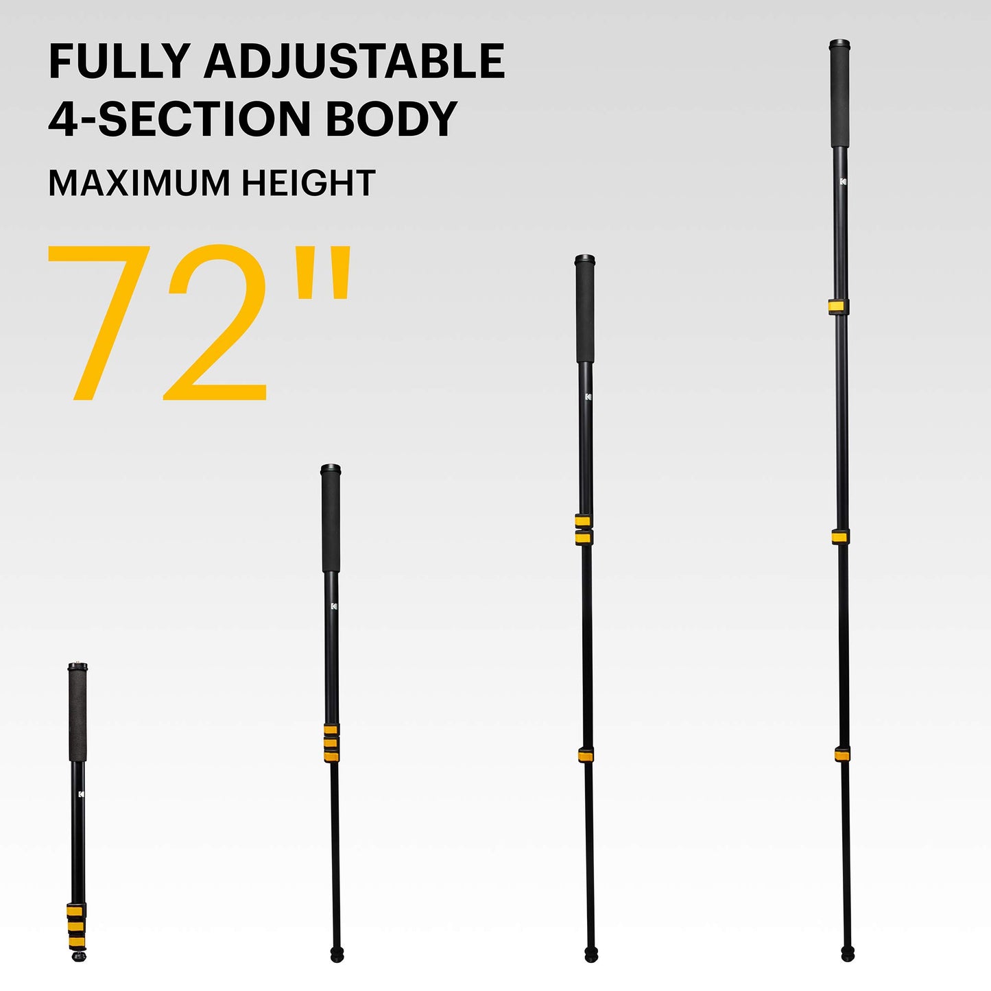 KODAK PhotoGear 72” Portable Monopod | 21”-72” Lightweight Aluminum Monopod | 4-Section Flip Lock Adjustment, Smartphone Adapter, Rubber Foot