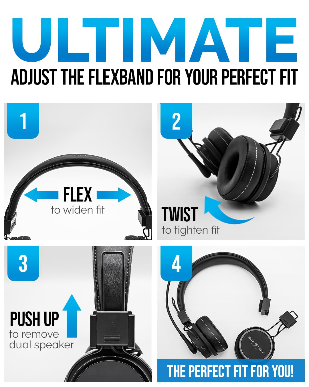 Blue Tiger Premium Elite Ultimate Single and Dual Ear 2-in-1 Bluetooth Headset - Professional Noise Cancellation Head Set with Microphone - USB-C…