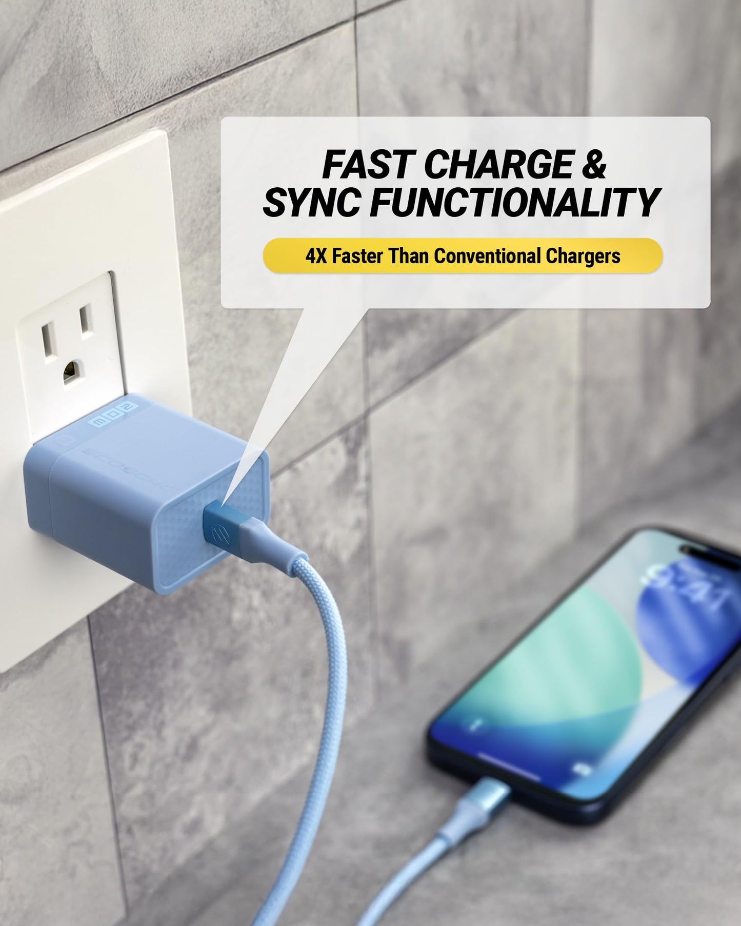 Scosche 20W USB C Charger Block and Braided 6ft USB-CCharging Cable, Fast Charging Type C Wall Charger Compatible with Apple iPhone Air, iPhone
