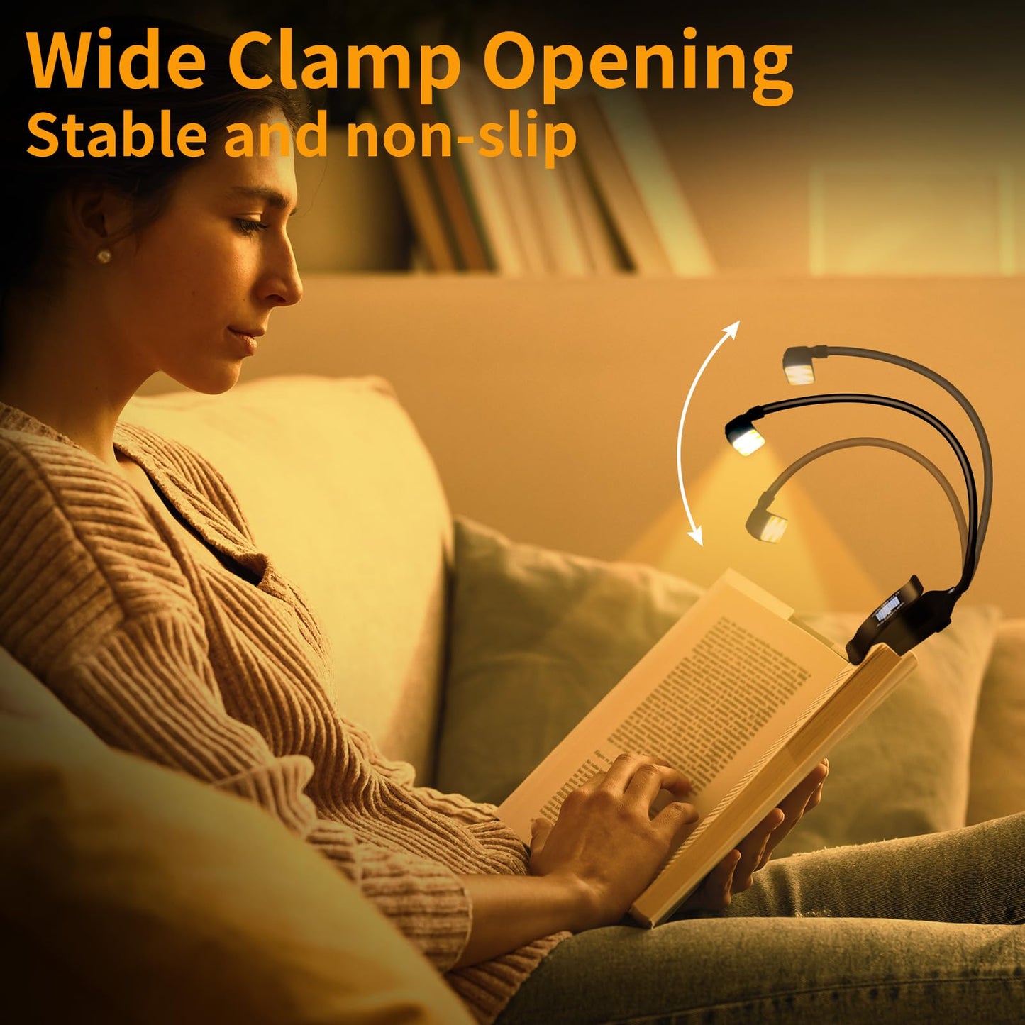 Mudder 24 LED Rechargeable Book Light Christmas Book Lover Gift for Reading in Bed with Memory Function Eye Caring 3 Color Temperatures Stepless