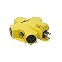 Southwire Yellow Jacket Power Adapter - Outdoor 5 Outlet Splitter - Durable 15 Amp Electrical Adapter - Rugged Hi-Impact Plastic Housing - 3-Prong