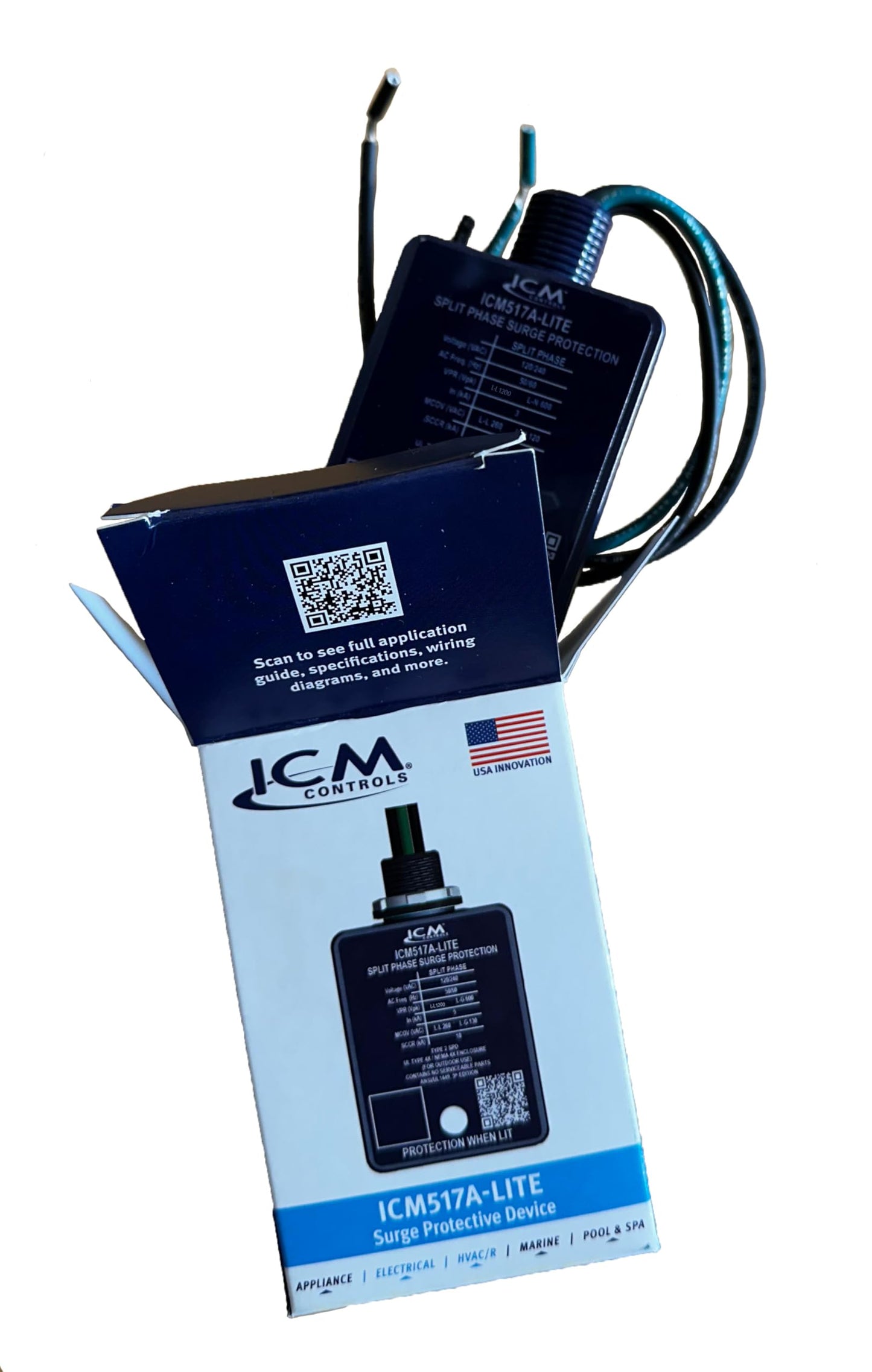 ICM Controls ICM517A-Lite 120/240V HVAC Surge Protective Device - TPMOV Technology, 60kA Surge Rating, 612 Joules, NEMA 4X Enclosure, UL Listed