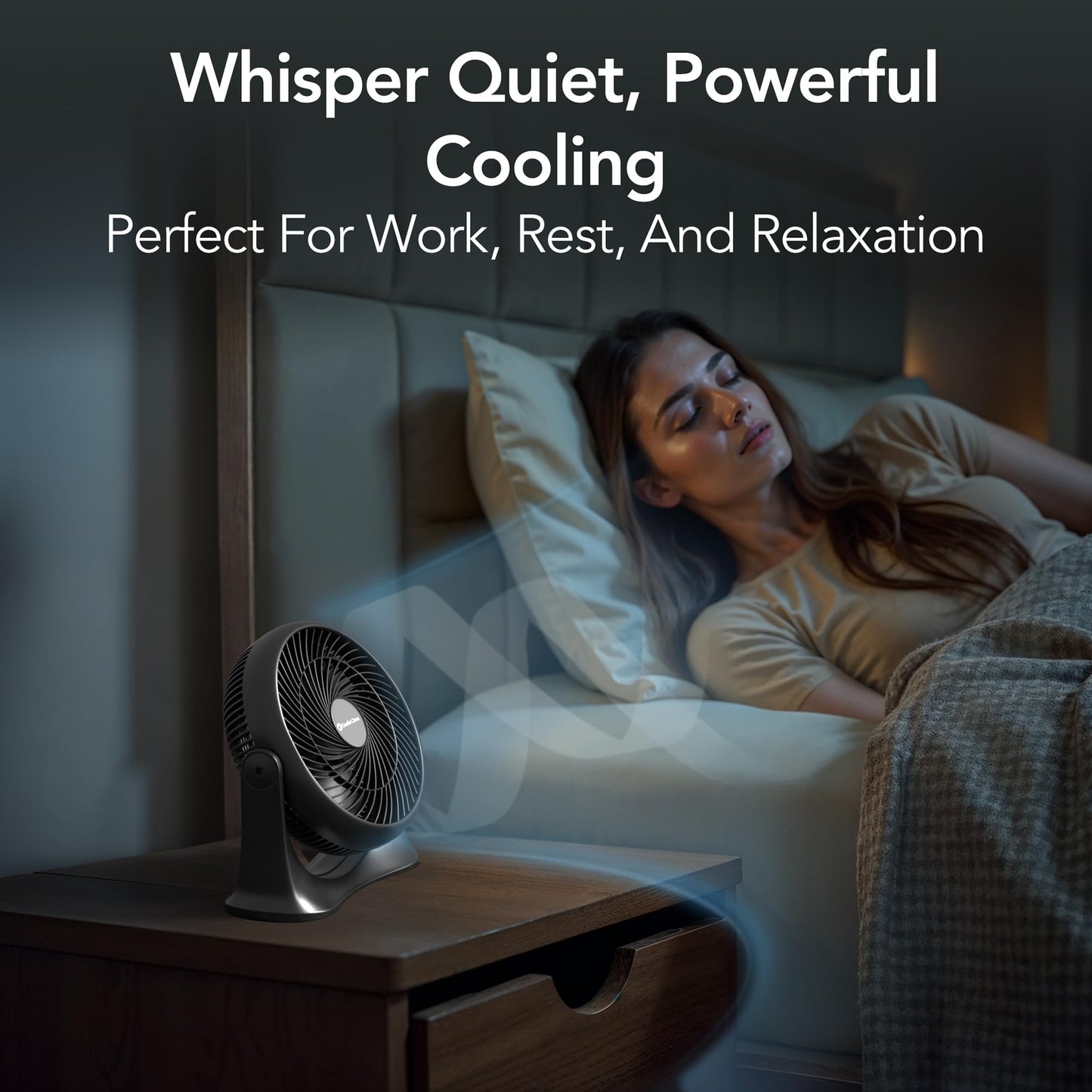 Comfort Zone 11-Inch Tabletop Air Circulator Fan - Quiet 3-Speed Personal Desk Fan with 7-Inch Blades, 90° Adjustable Tilt for Home, Office,