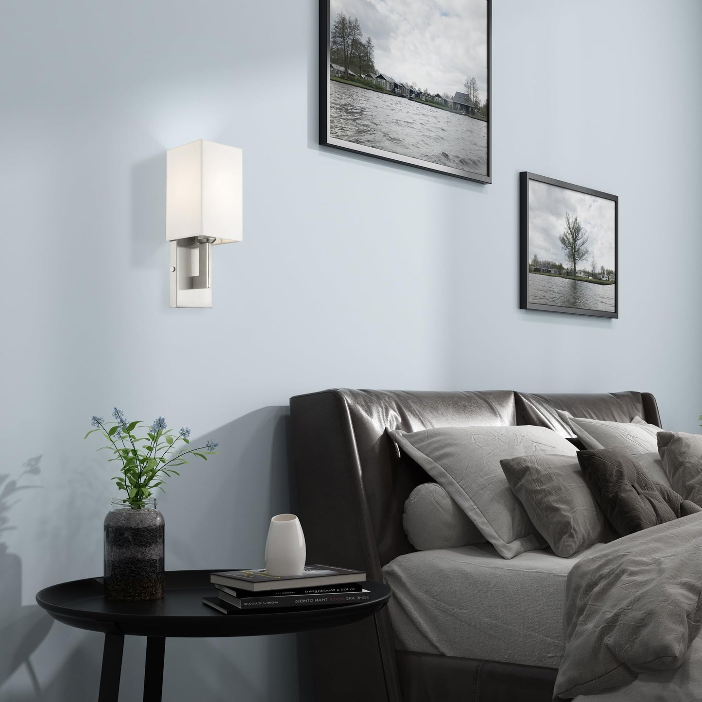 Livex Lighting 51101-91 Transitional One Light Wall Sconce from Hollborn Collection in Pwt, Nckl, B/S, Slvr. Finish, Brushed Nickel