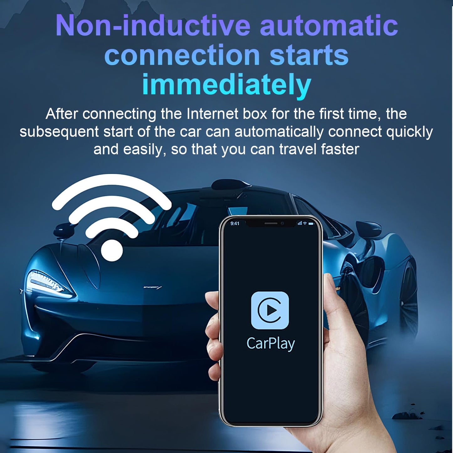 Aceotle Wireless CarPlay Adapter for iPhone, HD Navigation Vehicle-Level Chip Stable Connect, Bluetooth CarPlay Plug & Play Convert Wired to Wireless