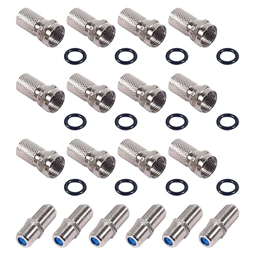 ATNSINC 18pcs Coaxial Cable Connectors, Nickel Plated 3GHz Coax Coupler for Coaxial Cable Extender, TV Cable Repair