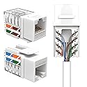SATMAXIMUM Cat5e Keystone Ethernet Wall Jack Punch Down UTP 45-Degree (Easier Termination Than 90-Degree), RJ45 Slim Profile Speed Termination White