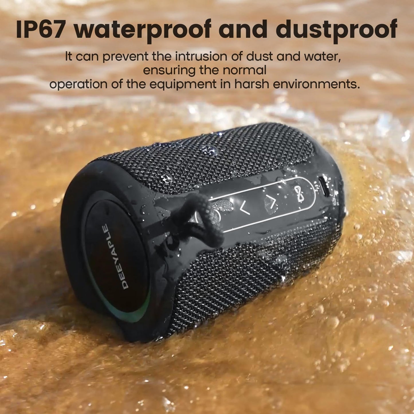 Bluetooth Speaker Wireless,IP67 Waterproof & Dustproof Portable Speaker with Lights,15W Loud Stereo Sound, 2500mAh Battery All Day Playtime, TWS