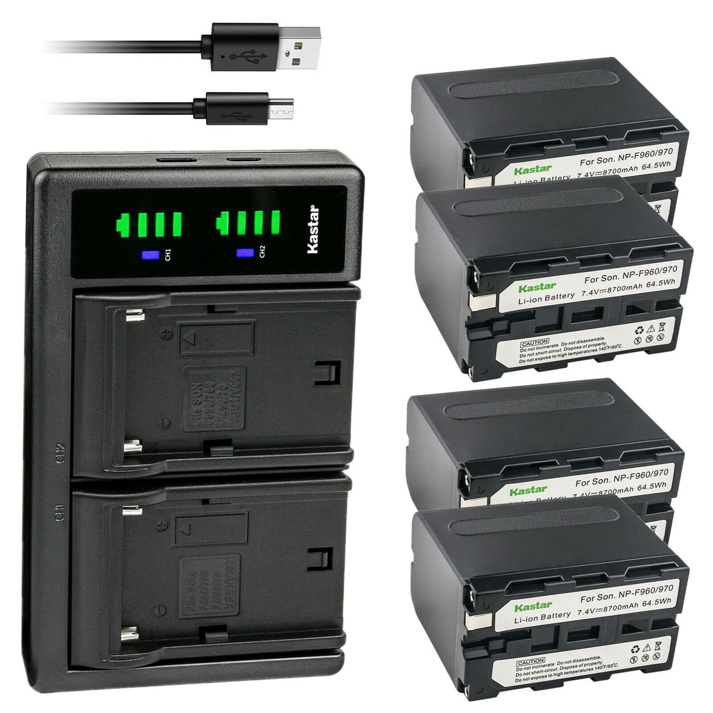 Kastar 4-Pack NP-F970 Battery and LTD2 USB Charger Compatible with CCD-TRV101 CCD-TRV15 CCD-TRV16 CCD-TRV17 CCD-TRV201 CCD-TRV215 CCD-TRV20 CCD-TRV25