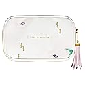 C.R. Gibson Women's White and Gold Travel Cable and Charger Organizer Case, 8.5" W X 8" h X 1.5" D, One Size