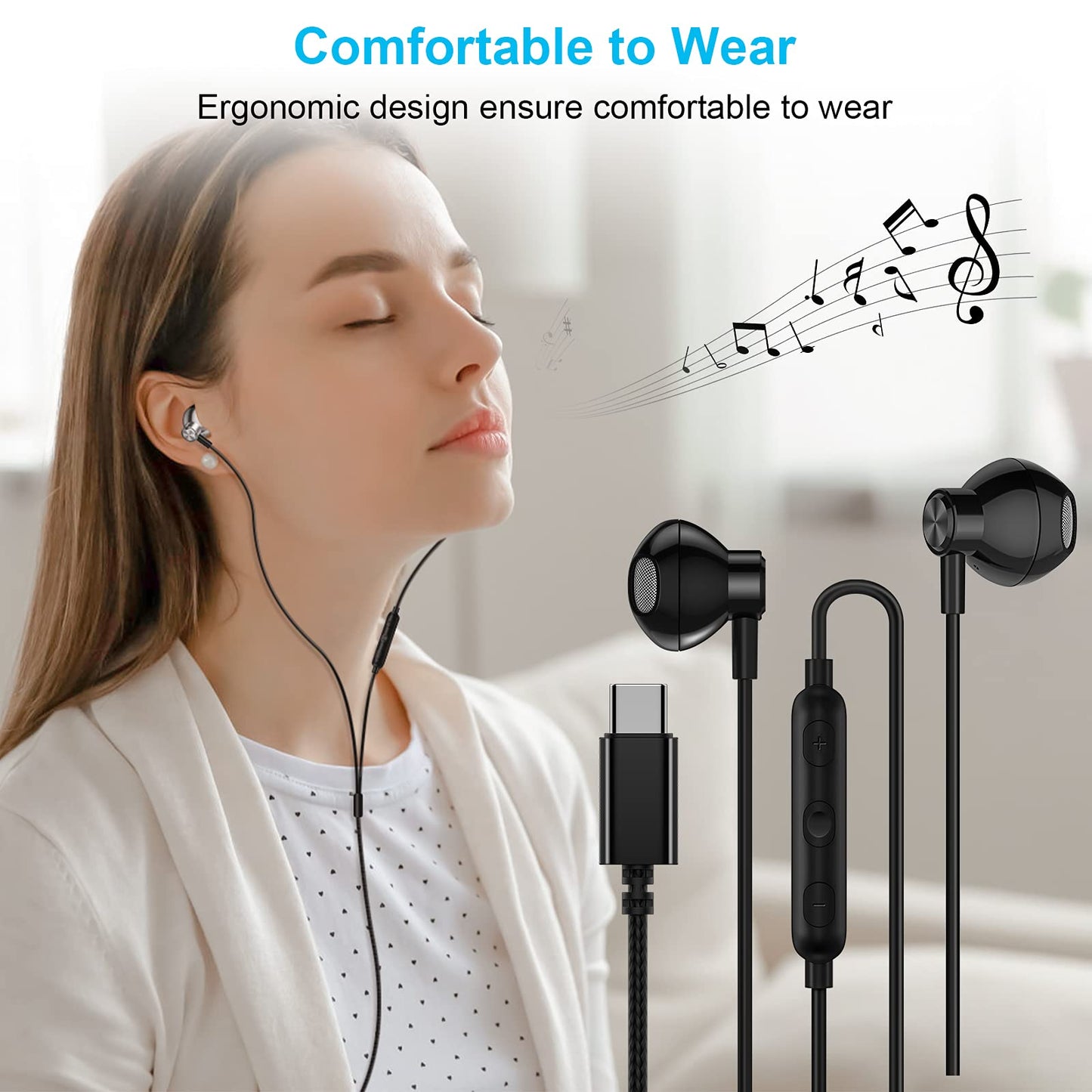 ACAGET USB C Headphones for Samsung Galaxy S26 Ultra S25 Plus S24 FE S23 S22 S21 Earbuds Wired Android Headphone Type C Earpiece for Galaxy A57 A56
