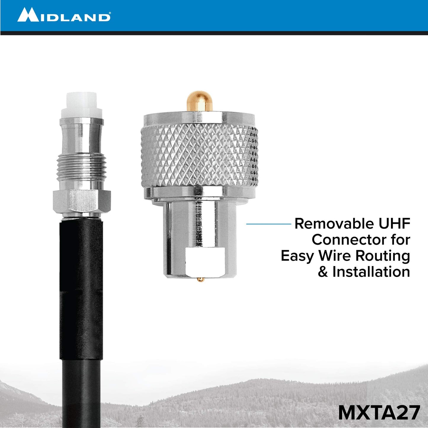 Midland - MXTA27 MicroMobile Universal Lip Mount with NMO Connector and 6M Cable - Fits Most Trunks/Car Hoods