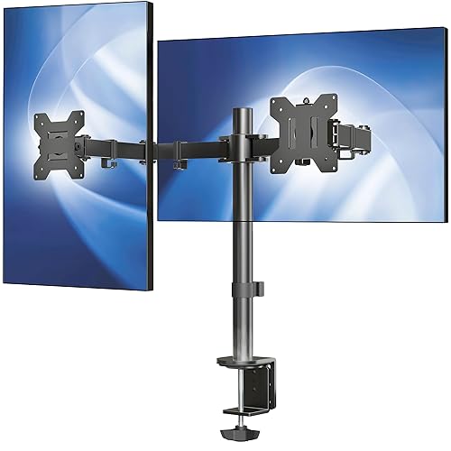 VIVO Dual Monitor Desk Mount, Holds 2 Computer Screens up to 30 inches and 22lbs Each, Heavy Duty Fully Adjustable Steel Stand with C-Clamp