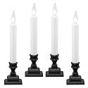 612 Vermont LED Battery Operated Window Candles with Timer, Bright Hot Spot, VT-1506A-4 (Pack of 4, Antique Bronze)