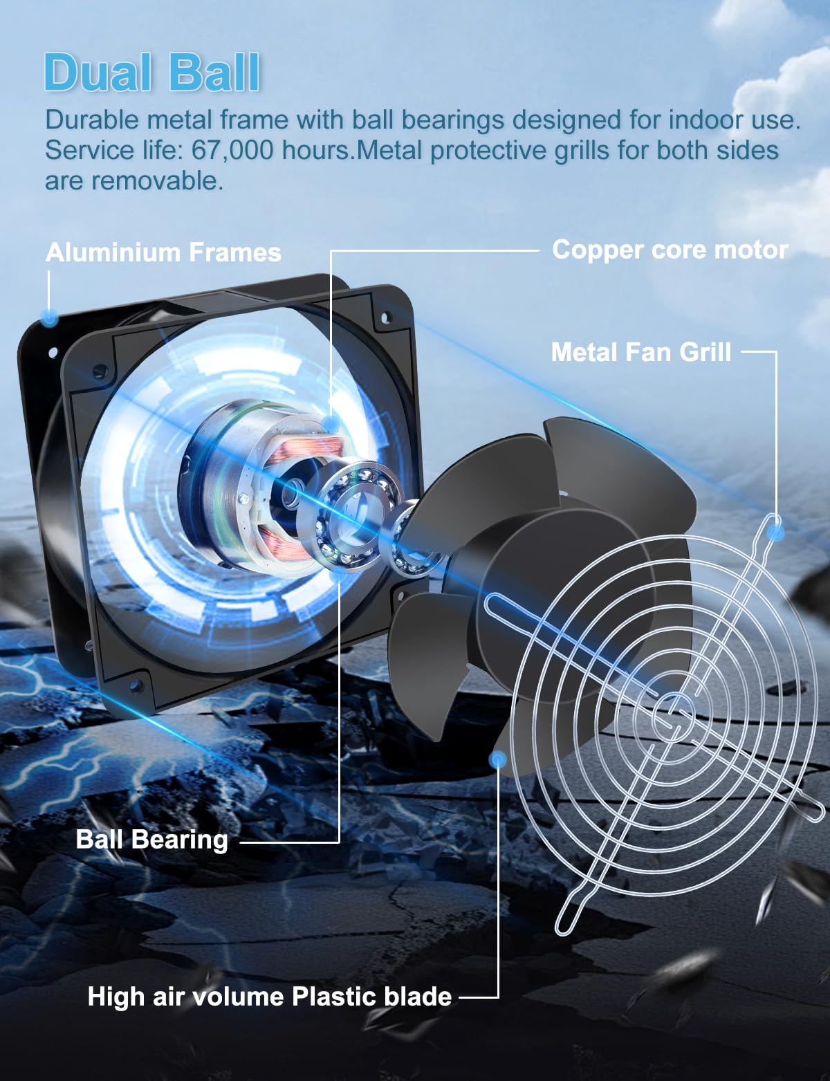 Wathai AC High Airflow Fan 15050 150mm x 50mm 6 inch 110V 120V Cooling Ventilation Exhaust Cooling Fan