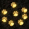 AIDDOMM 16.8ft Solar Paw Print Lights, Cat Dog Animal Solar String Lights (Set of 8) Outdoor Decoration, Warm Up Your Pet and Make The Garden More