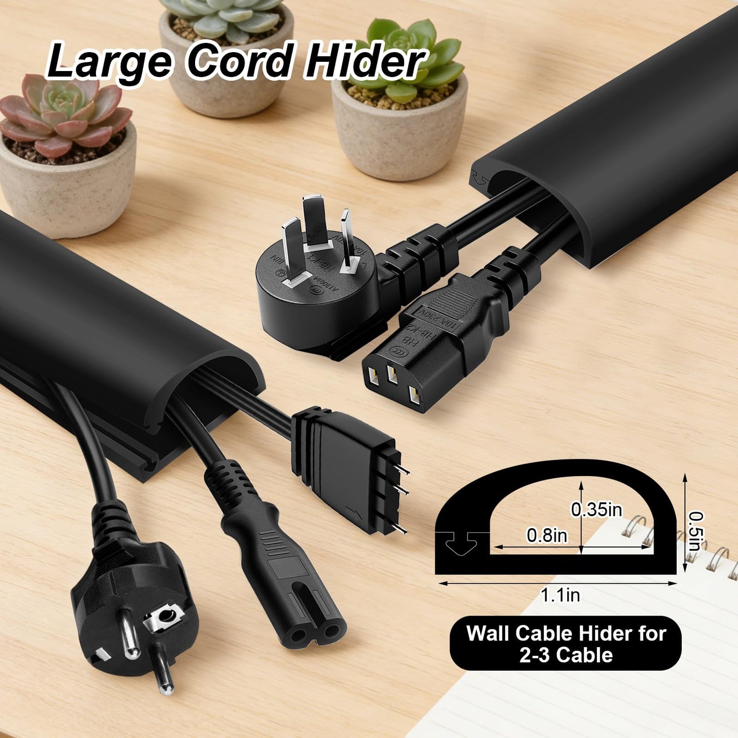 Self-Adhesive Silicone Cable Hider, Flexible Wire Cover Cable Raceway for Wires, Wall Mount TV, Home Audio, Network, Power, and Phone Line Managemen