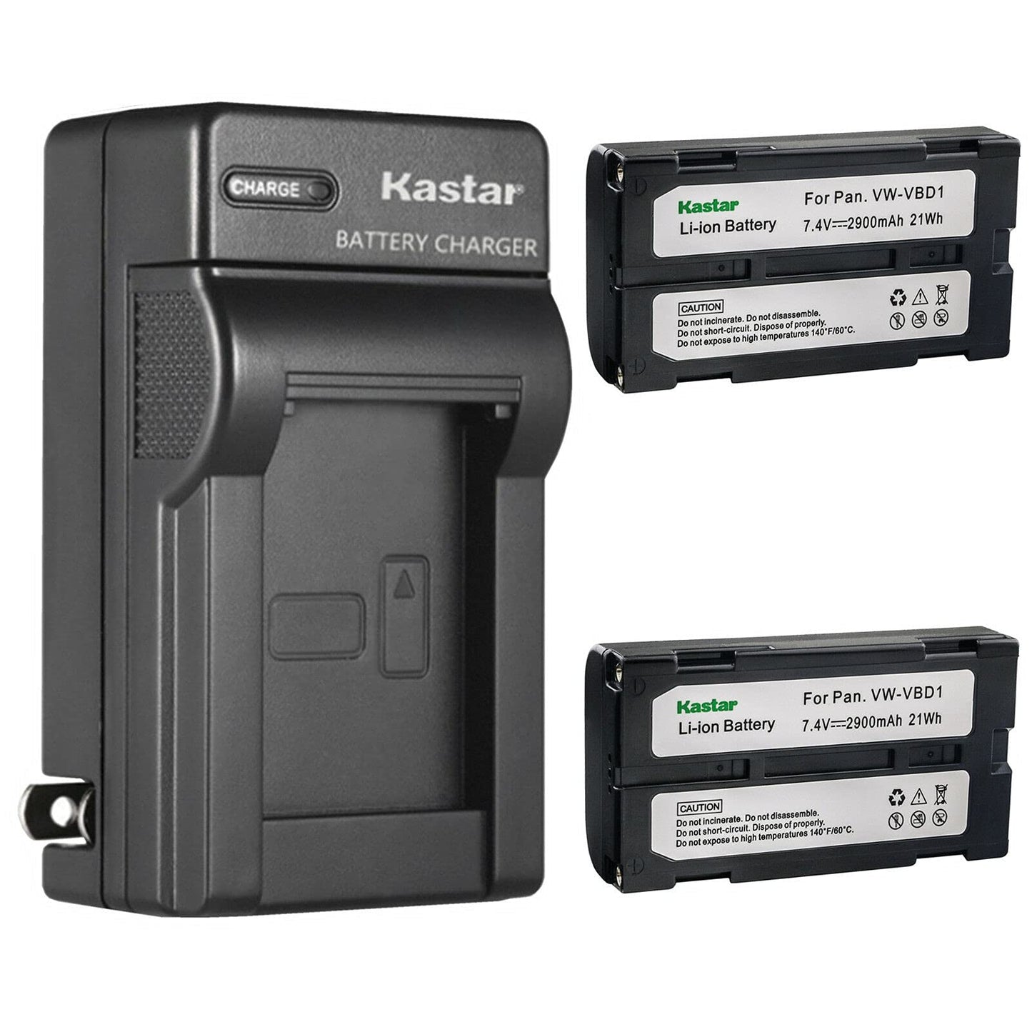 Kastar 2-Pack Battery and AC Wall Charger Replacement for Hitachii VM-E Series VM-E568E, VM-E568LE, VM-E573LA, VM-E575LE, VM-E635LA, VM-E645LA