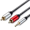 RCA Cable 10Ft, 3.5mm Male to 2RCA Male Stereo Audio Adapter Cable Nylon Braided AUX RCA Y Cord for Smartphones, MP3, Tablets, Speakers, HDTV