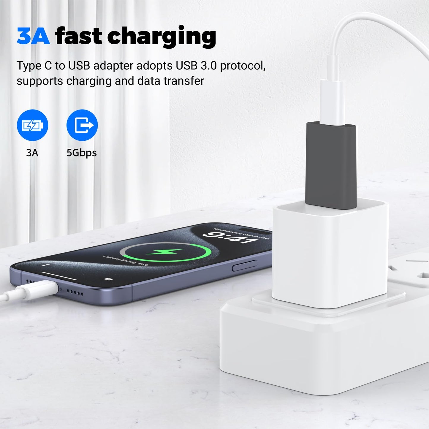 USB to USB C Adapter 2 Pack, USB-C Female to USB Male Adapter,OTG Charger Converter Compatible for Apple Watch Ultra iWatch/iPhone/Pro Max…