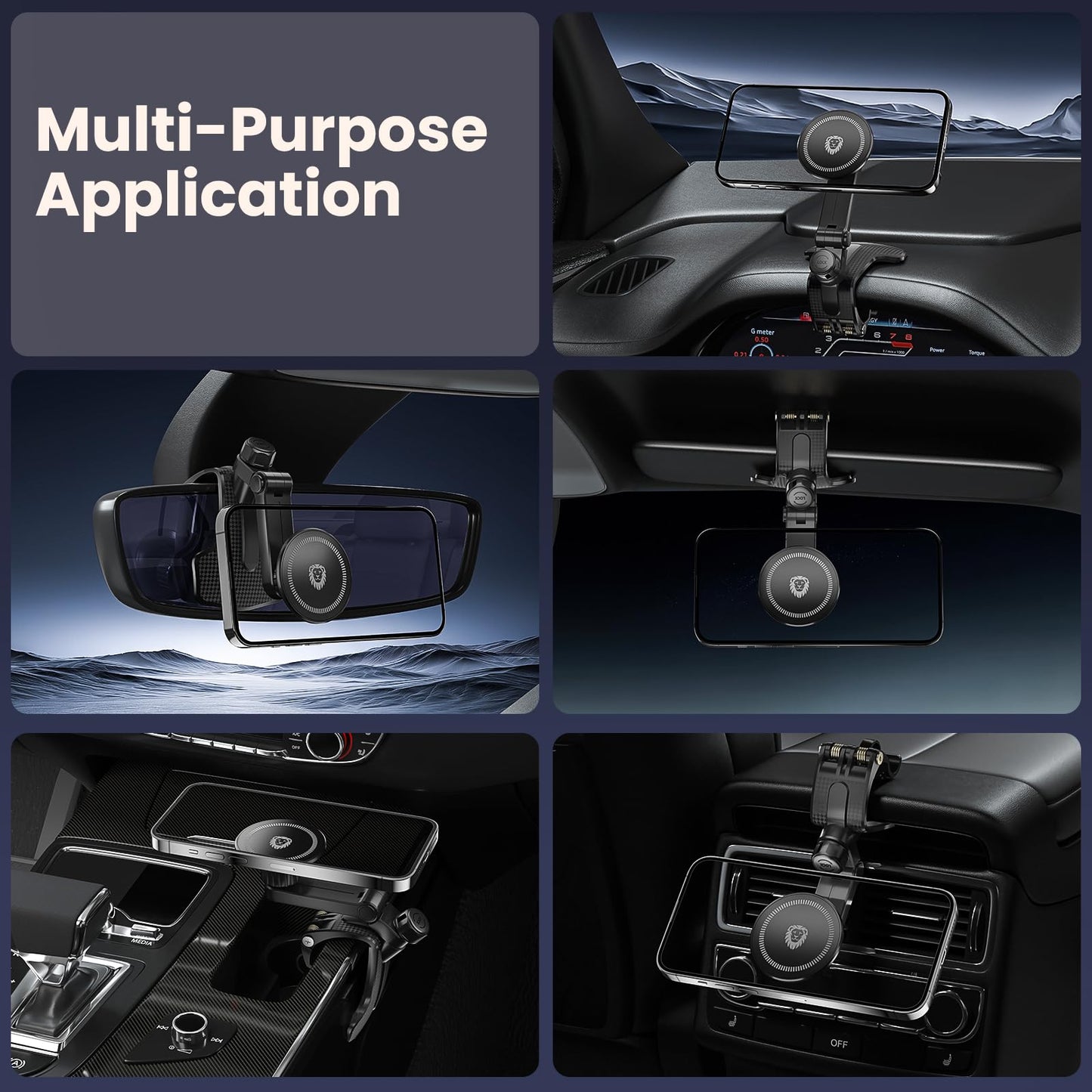 JunDa Universal 360-Degree Rotating Car Phone Holder, Multifunctional Dashboard Phone Mount with Clip for All Smartphones, Secure Flexible Grip